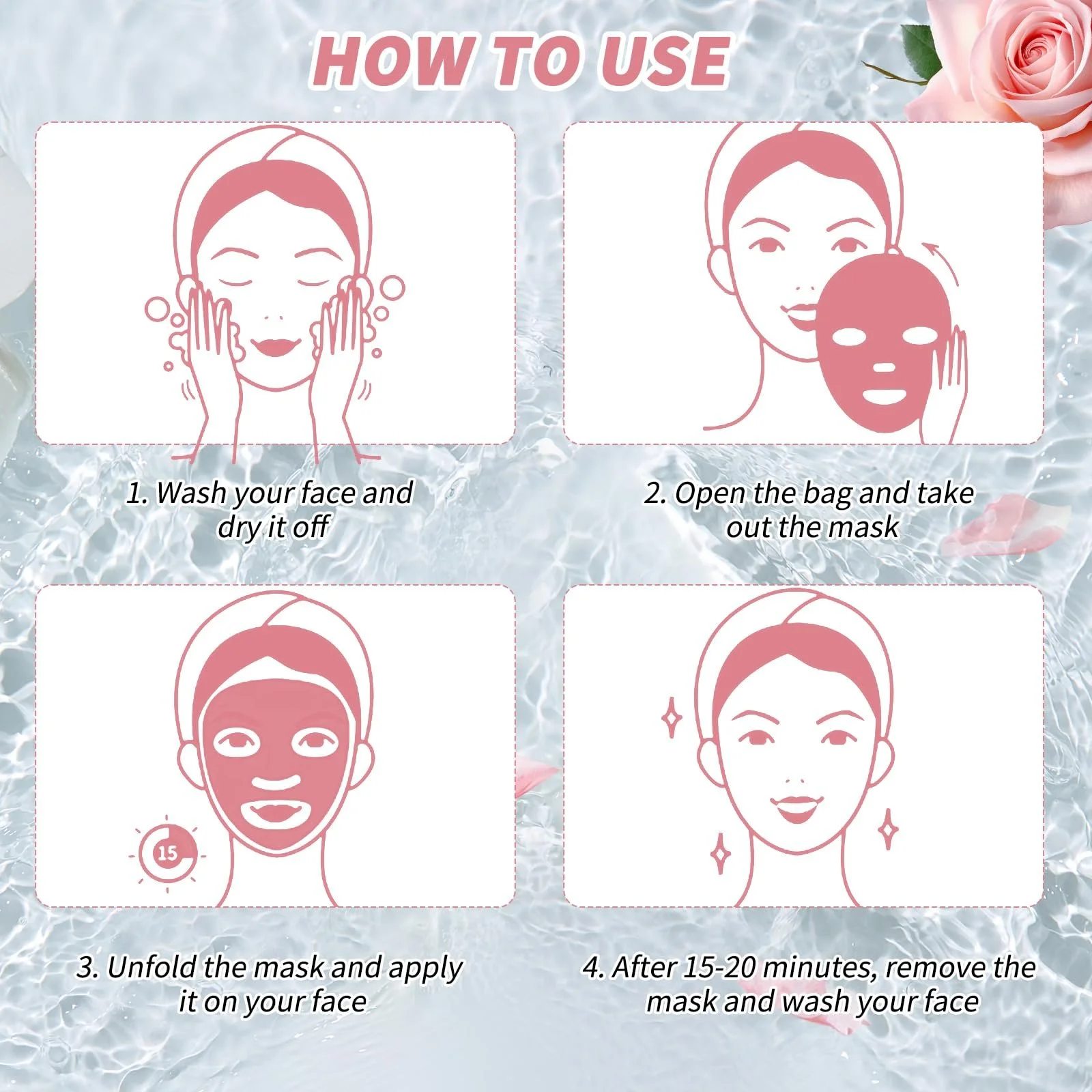 Тканинна маска для обличчя Korean Face Mask Набір тканинних масок для обличчя, фото №5