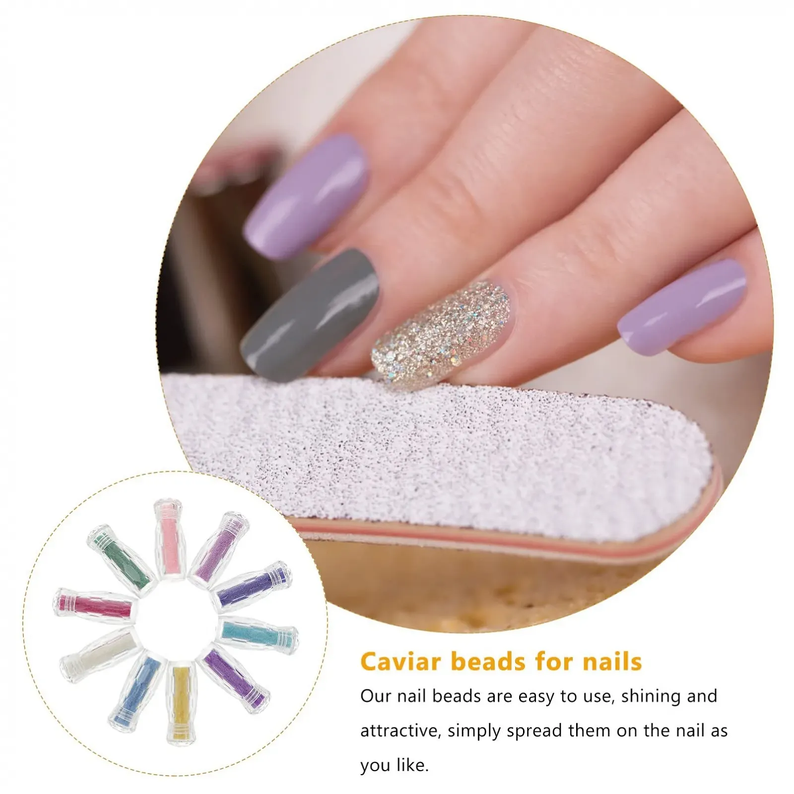 Ікра для нігтів LALAFINA Набір скляних намистин мікро-піксі, 10 пляшок, для 3D дизайну нігтів, фото №8