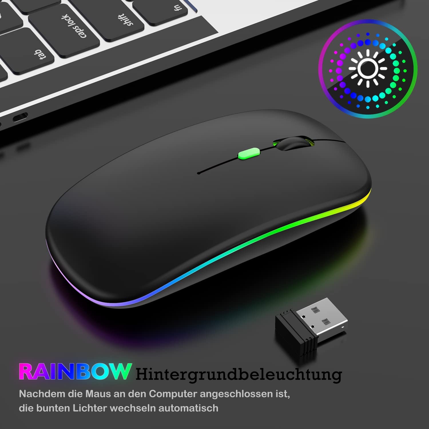 Мышь LEAPEST Беспроводная Bluetooth (Bluetooth 5.0 + USB 2.4 GHz) Перезаряжаемая Оптическая Офисная Черный, фото №5