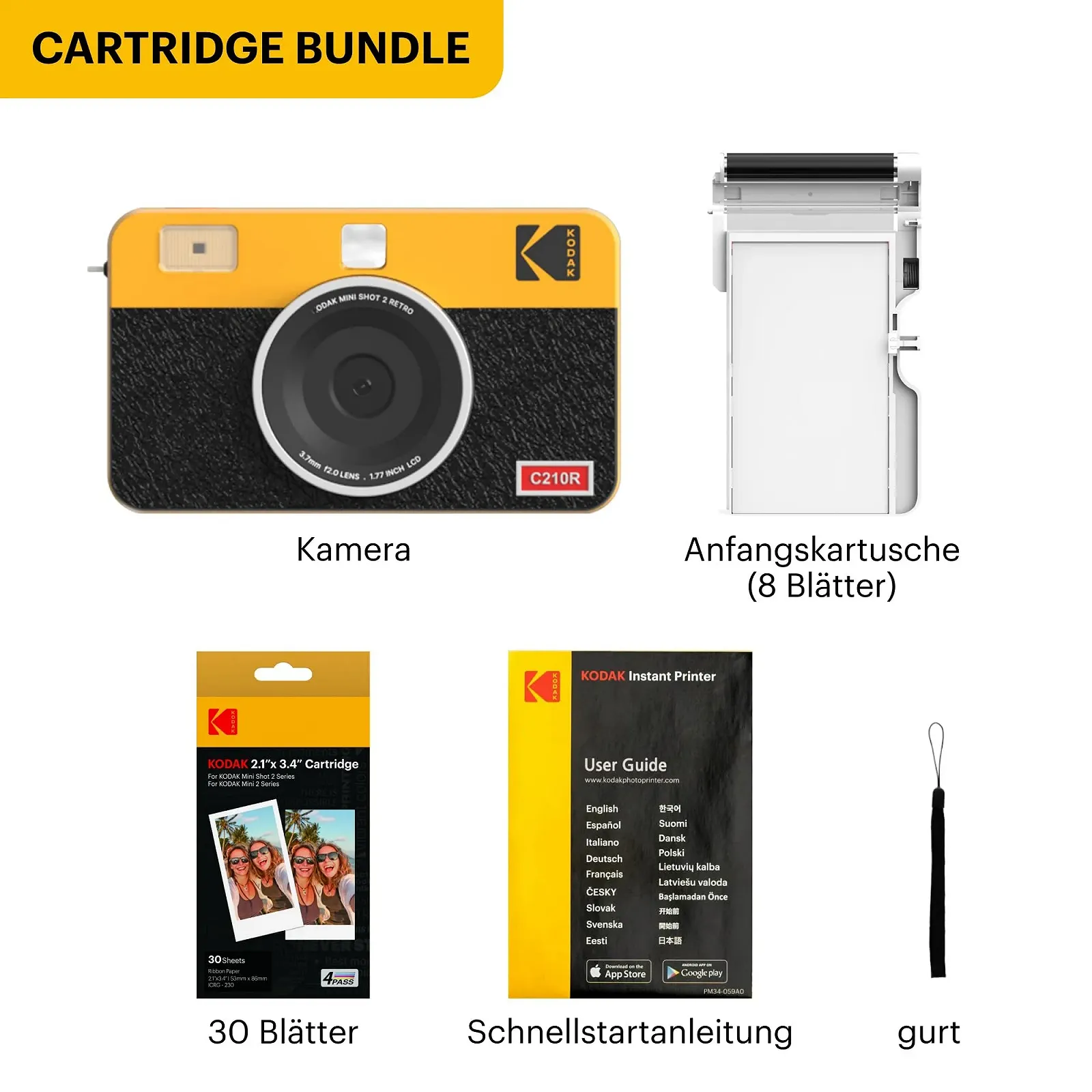 Портативная фотокамера мгновенной печати и фотопринтер Kodak Mini Shot 2 Retro 4Pass 54 x 86 мм Bluetooth 68 листов Желтый, фото №10