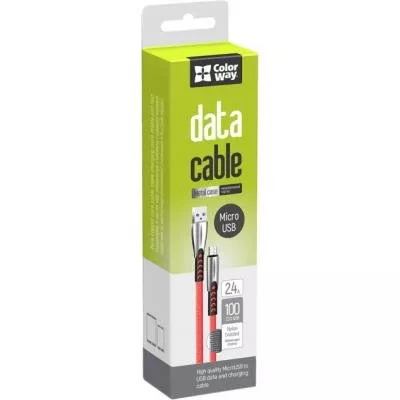 Дата кабель USB 2.0 AM to Micro 5P 1.0m zinc alloy red ColorWay (CW-CBUM011-RD), фото №2