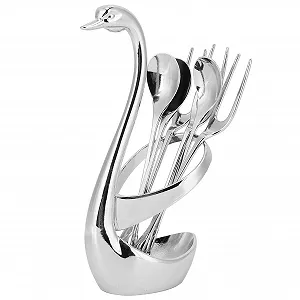 Набор посуды Тризуб, 7 предметов, с держателем в форме лебедя, органайзер для хранения, набор посуды для дома - Фото 1