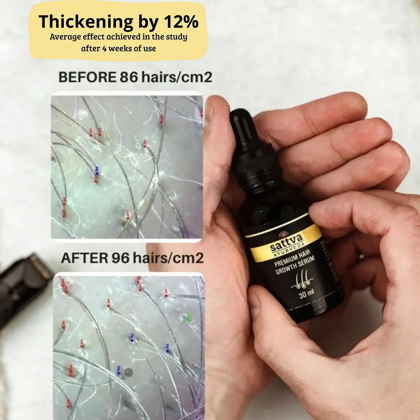 Сироватка для росту волосся Sattva Ayurveda з екстрактом розмарину та Redensyl для лікування випадіння волосся у жінок та чоловіків, фото №4 Сироватка для росту волосся Sattva Ayurveda з екстрактом розмарину та Redensyl для лікування випадіння волосся у жінок та чоловіків, фото №4
