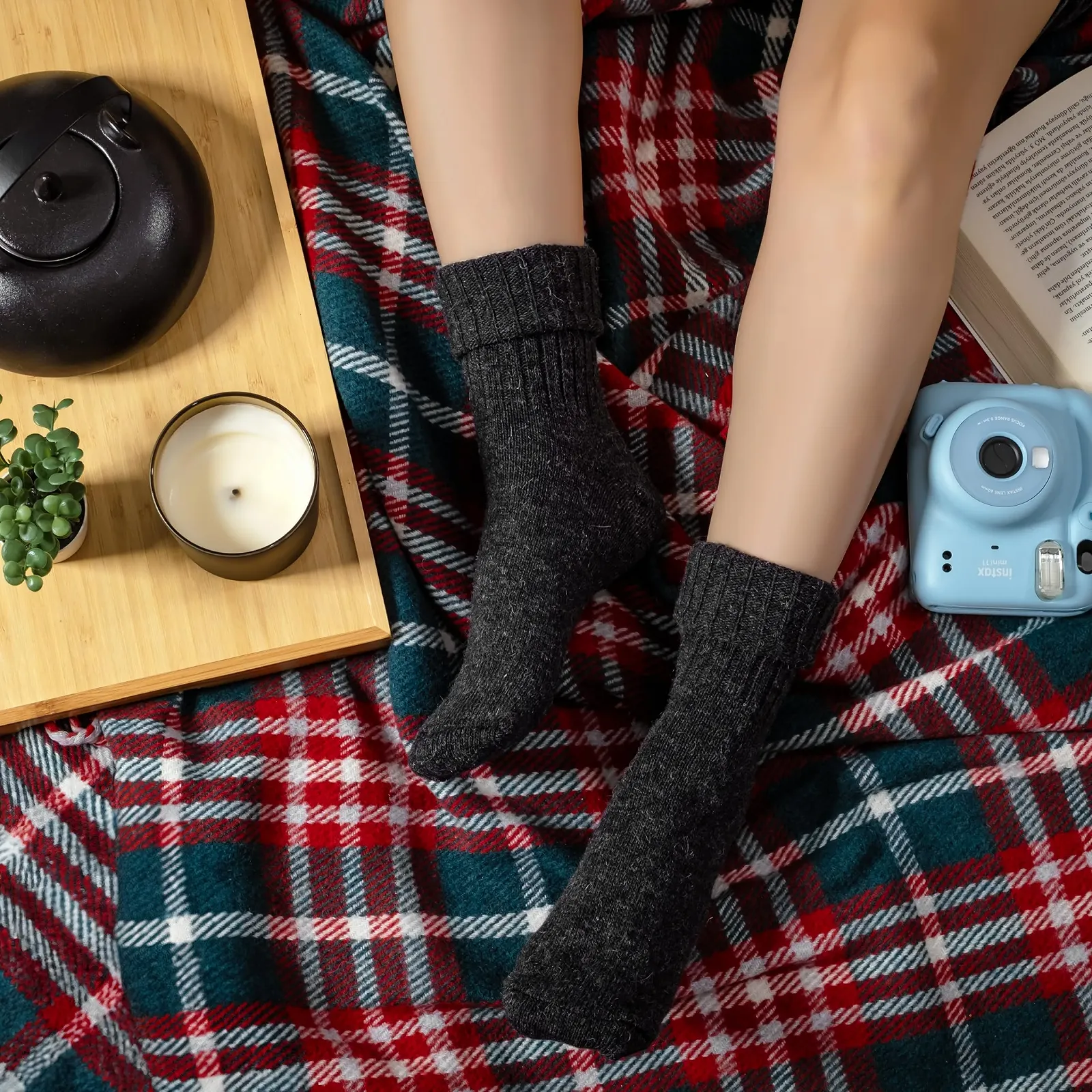 Женские носки из альпаки, 2 пары Мягкие теплые дышащие домашние носки Натуральные шерстяные термоноски Удобные женские носки, фото №3