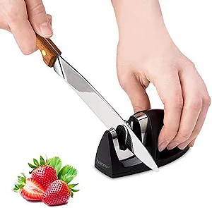 Точило для ножів ручна 2-ступенева вольфрамова сталь та керамічний камінь - Фото 1