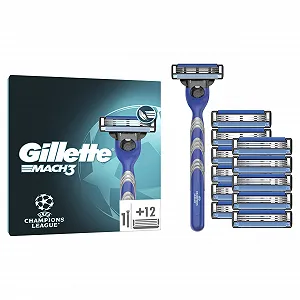 Бритва Gillette Mach3 UEFA Champions League Special Edition 1 бритва 12 сменных лезвий смазывающая полоска защитный колпачок - Фото 1