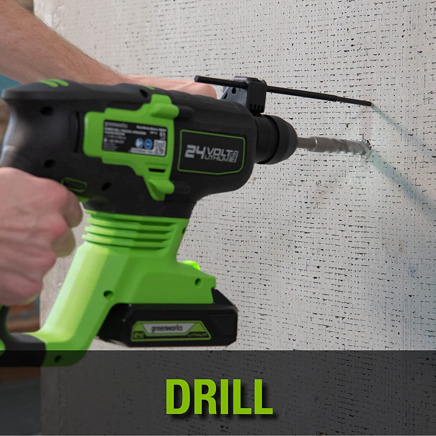 Дрель Greenworks Professional 2J 24V беспроводной с SDS Plus, защитное сцепление 4 функции с Vario Lock и остановкой вращения, 4550IPM и 1000RPM, фото №3