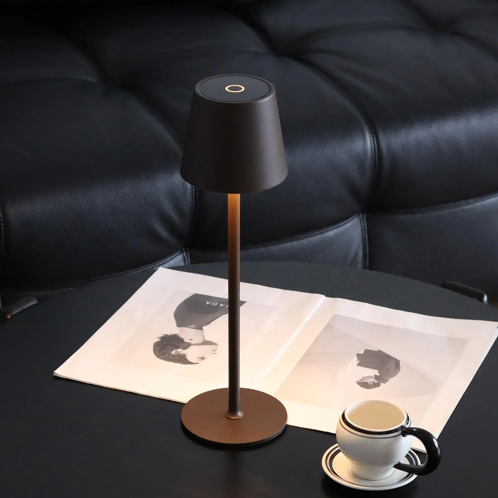 Настільні лампи Набір із 2 шт Сенсорні Димовані Бездротові LED Акумуляторні USB IP54 5200 mAh Темно-коричневий, фото №3