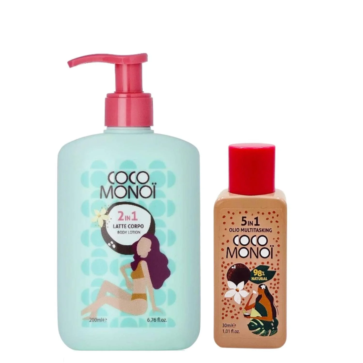 Молочко для тіла Зволожуюче та Освітлююче 2-в-1 Аромат кокосу та квітів тіаре, для жінок, 200 мл (1 шт), фото №1