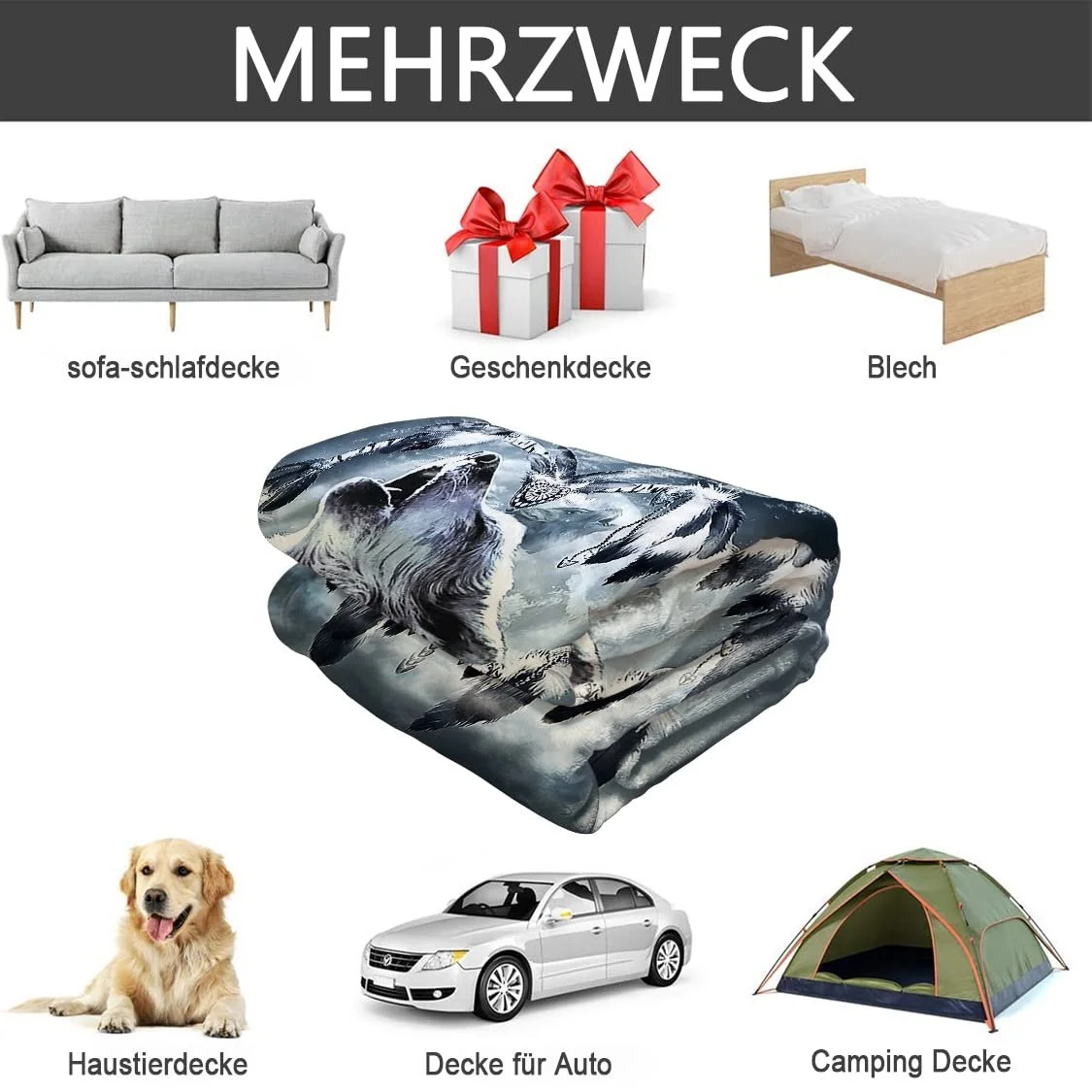 Фланелевое одеяло Violetpos 150 x 200 см Мягкое флисовое одеяло Уютные одеяла Мягкий плед для кровати Волк Душа Ловец снов в форме сердца, фото №6