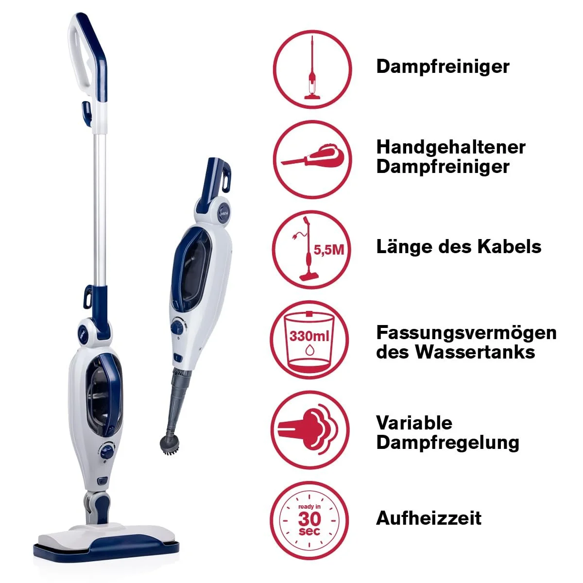 Парова швабра та ручний пароочисник Dirt Devil DD7004 1300 Вт 4 насадки, фото №4