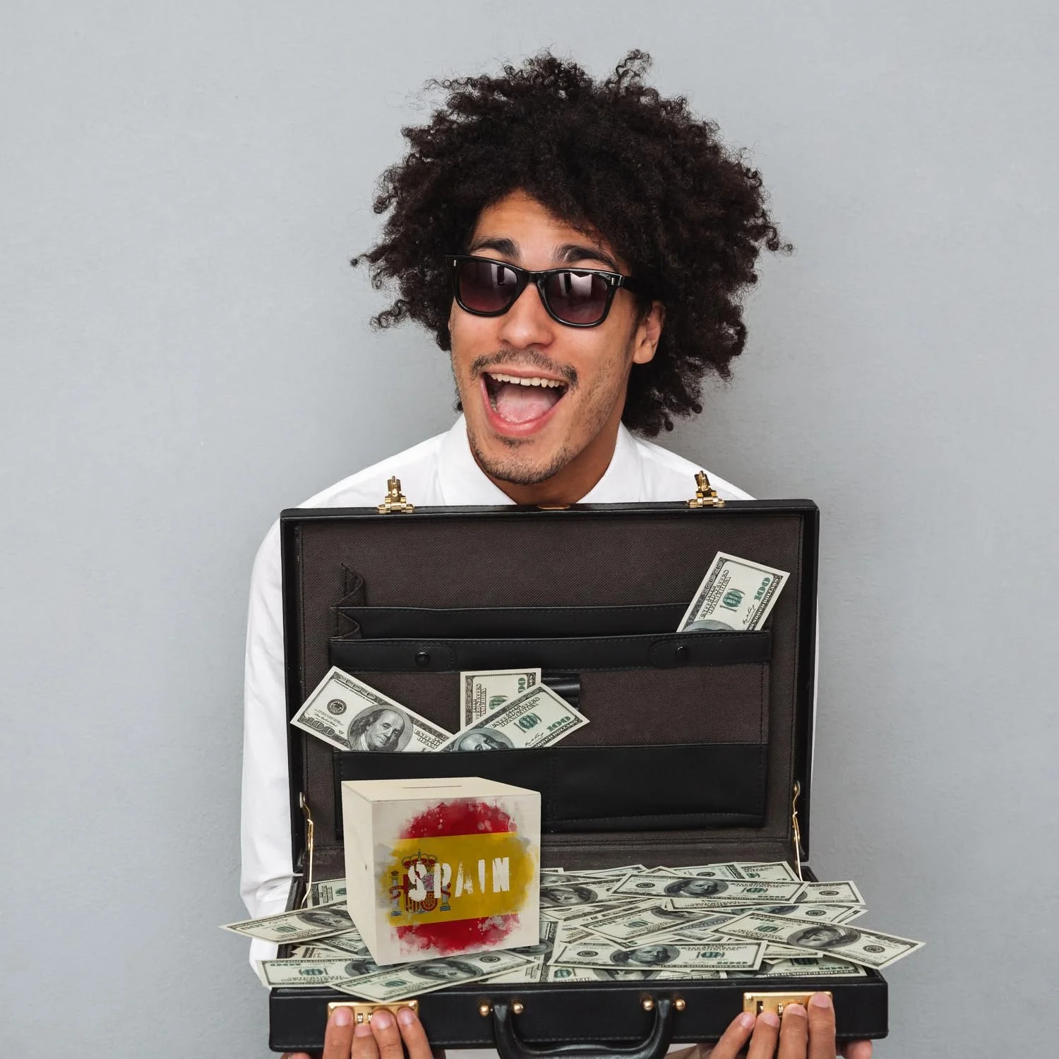 Скарбничка Spain Flag дерев'яна у вінтажному стилі, фото №5