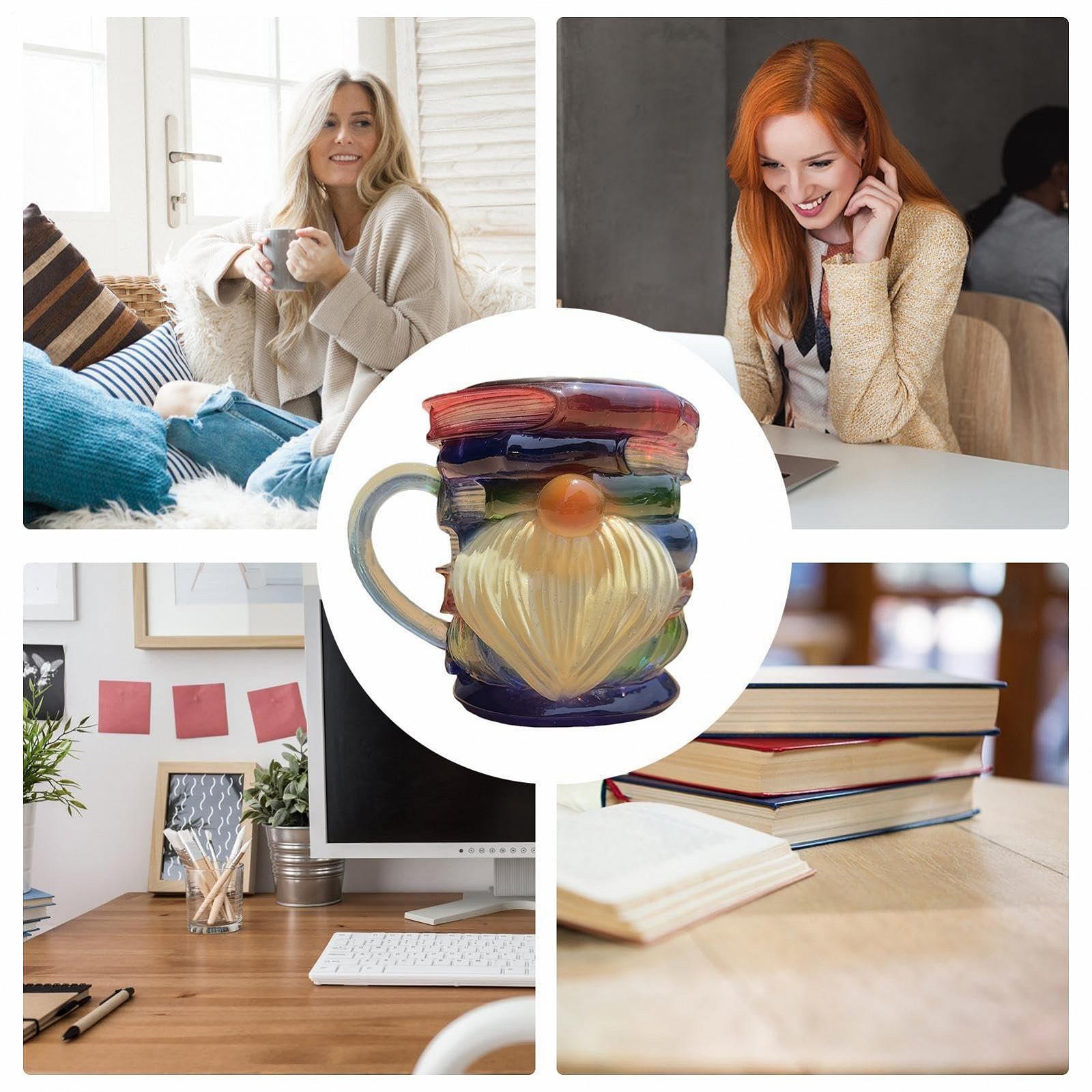 Розписний Книжковий кухоль, 3D Штабель книг з синтетичної смоли для кави та чаю, фото №4