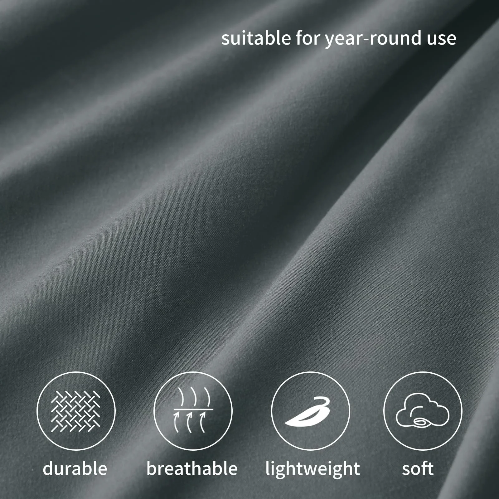 Простыня на резинке RUIKASI Microfibre, Oeko Tex, постельное белье, глубокий карман 30 см, антрацитово-серый, 180 x 200 см, фото №5