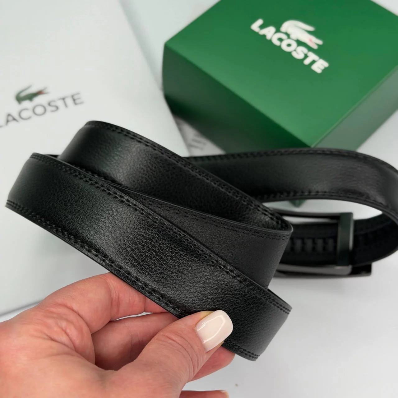Чоловічий шкіряний ремінь автомат Lacoste, фото №6 Чоловічий шкіряний ремінь автомат Lacoste, фото №6