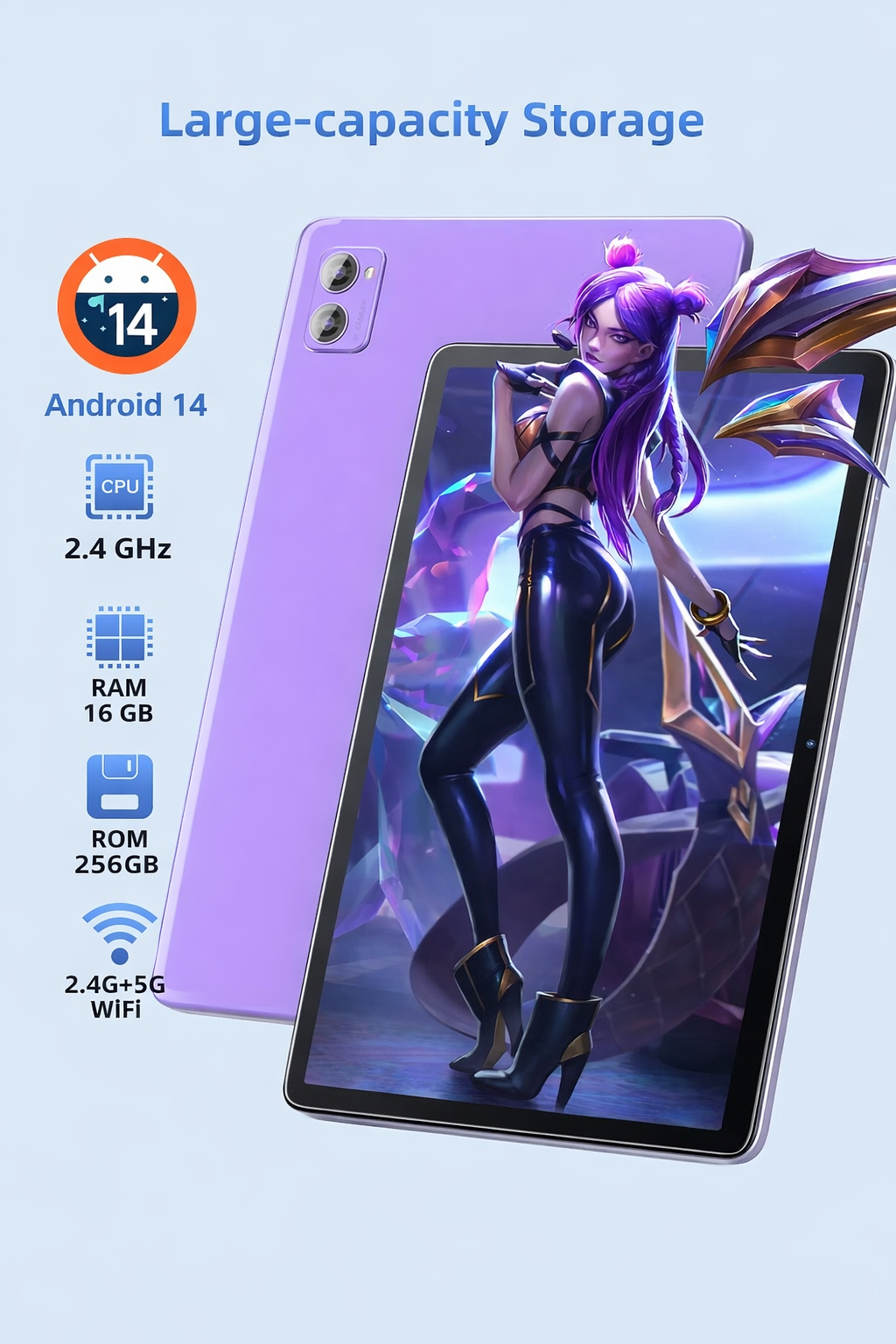 Планшет 10.1" Full HD TYD 109 Pro 16/256Gb 4G 2-SIM 8 ядер Android 14 8000 mAh Фиолетовый, фото №2 Планшет 10.1" Full HD TYD 109 Pro 16/256Gb 4G 2-SIM 8 ядер Android 14 8000 mAh Фиолетовый, фото №2