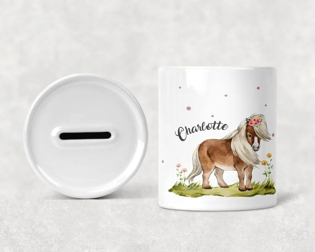 Дитяча скарбничка Mikalino З мотивом коня Керамічна Персоналізована, фото №2