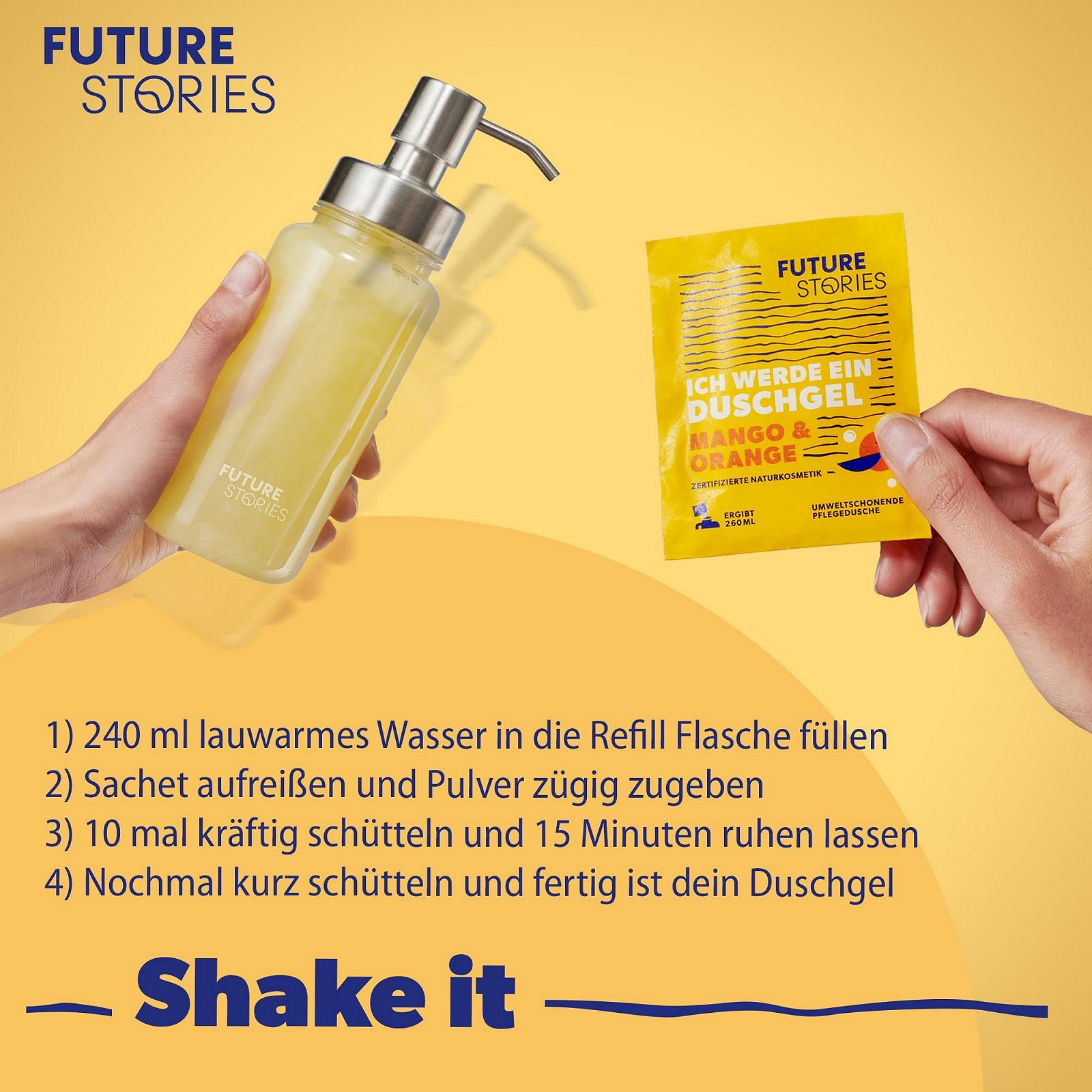 Стартовый набор гель для душа в порошке Future Stories с дозатором Алоэ вера Манго и Апельсин 20 г, фото №3