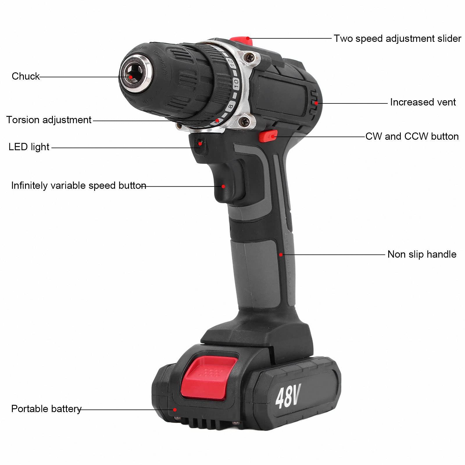 Дрель-шуруповерт Cordless Drill Set Brushless 48 В AC 100-240 В, фото №5