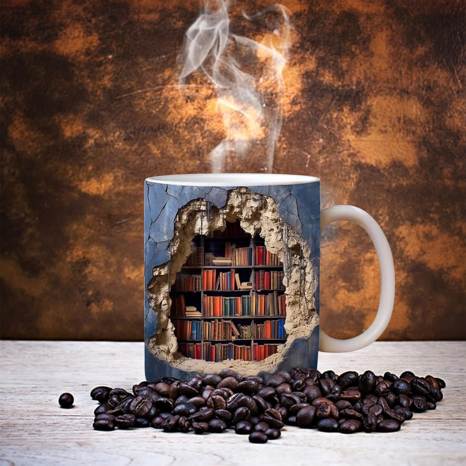 Кружка 3D Книжкова полиця, Керамічна кавова кружка, фото №7