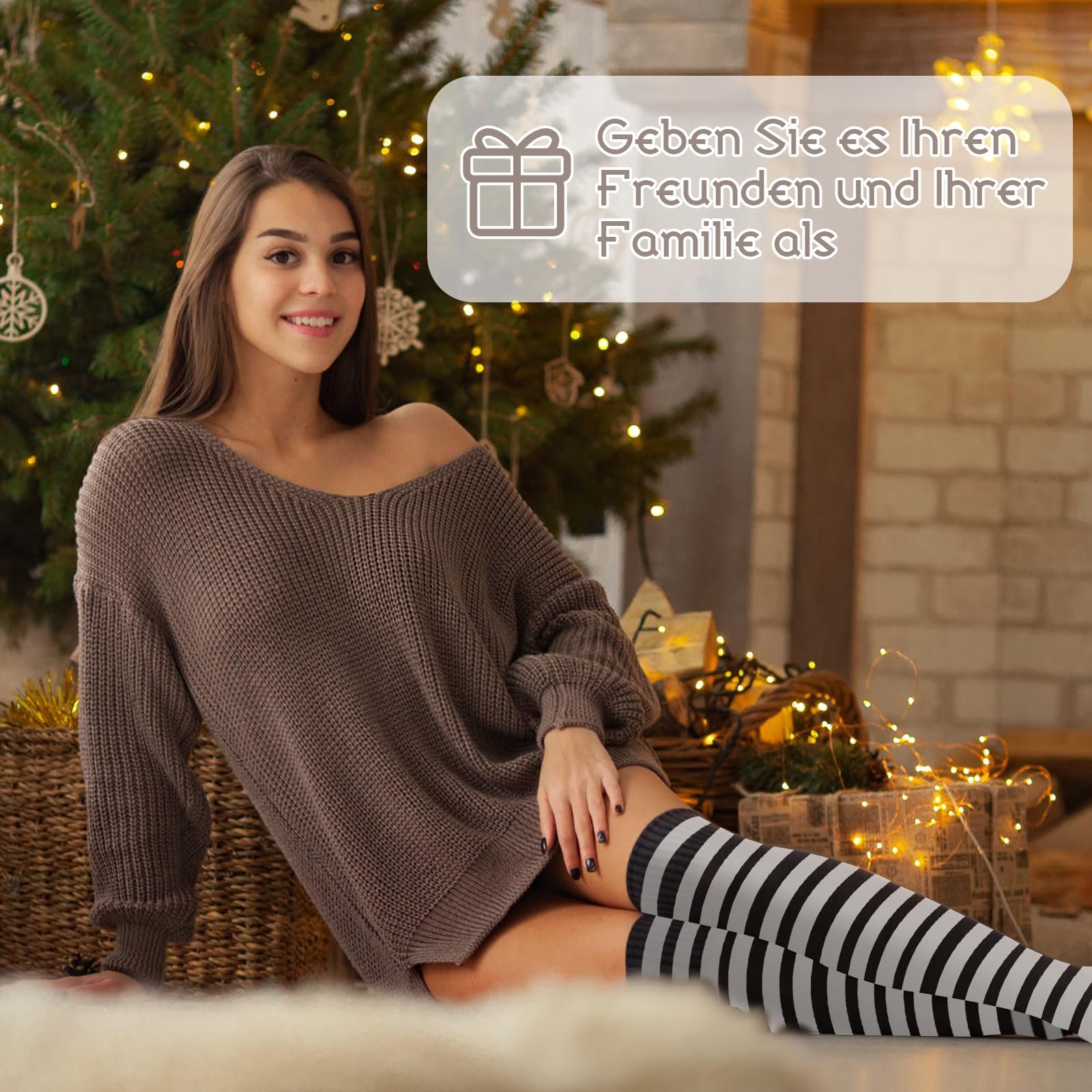 Гольфы ZOCONE Полосатые выше колена 4 пары Разноцветные Женские хлопковые очень длинные носки-гольфы полосатые гетры для тепла, разноцветные, фото №7