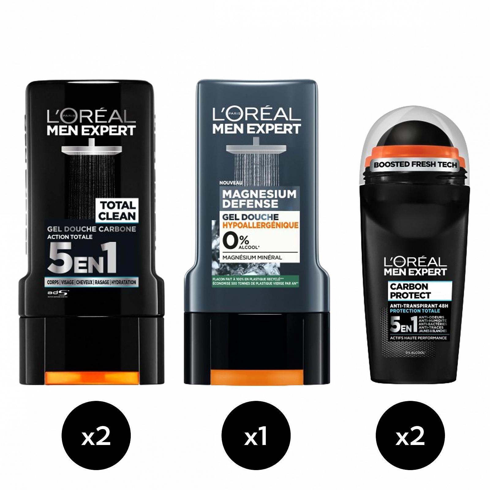 Набор для ухода L'Oréal Men Expert Magnesium Defense и Carbon Protect: гель для душа 3 шт. и дезодорант 2 шт., фото №2 Набор для ухода L'Oréal Men Expert Magnesium Defense и Carbon Protect: гель для душа 3 шт. и дезодорант 2 шт., фото №2