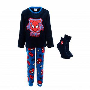 Пижама Marvel Spiderman для мальчиков, футболка и длинные штаны, 2 предмета, флисовая - Фото 1