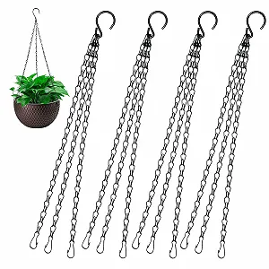 Набір ланцюгів для підвісних кошиків 4 шт. 40 см металеві з S-подібними гачками Чорний - Фото 1
