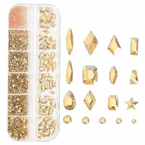 Стразы для ногтей Плоские Камни для ногтей Маленькие Кристаллы для ногтей Ювелирные изделия для ногтей с коробкой для хранения для лица глаз Макияжа Примерно 1390 шт - Фото 1