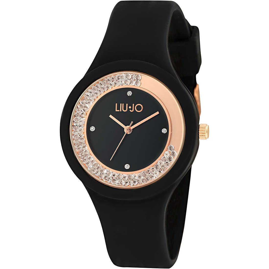 Женские Аналоговые Кварцевые Часы LiuJo TLJ1418 с Силиконовым Ремешком, Черный / розовое золото, Спортивные, фото №1