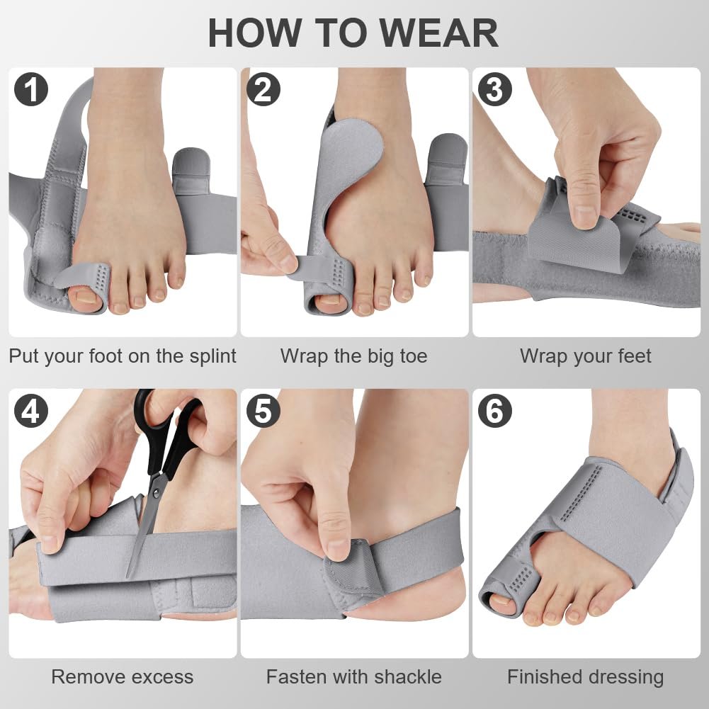 Шина для корекції Hallux Valgus ACWOO, 2 шини для корекції та 2 роздільники для пальців, нековзний, фото №6