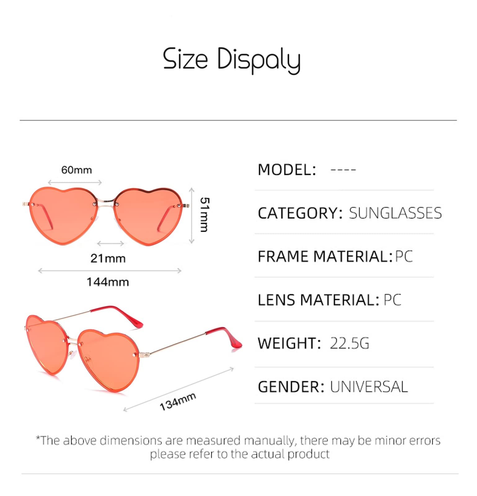 Сонцезахисні окуляри Ретро ESALIA Жіночі Металева оправа Кольорові лінзи Форма серця, фото №4