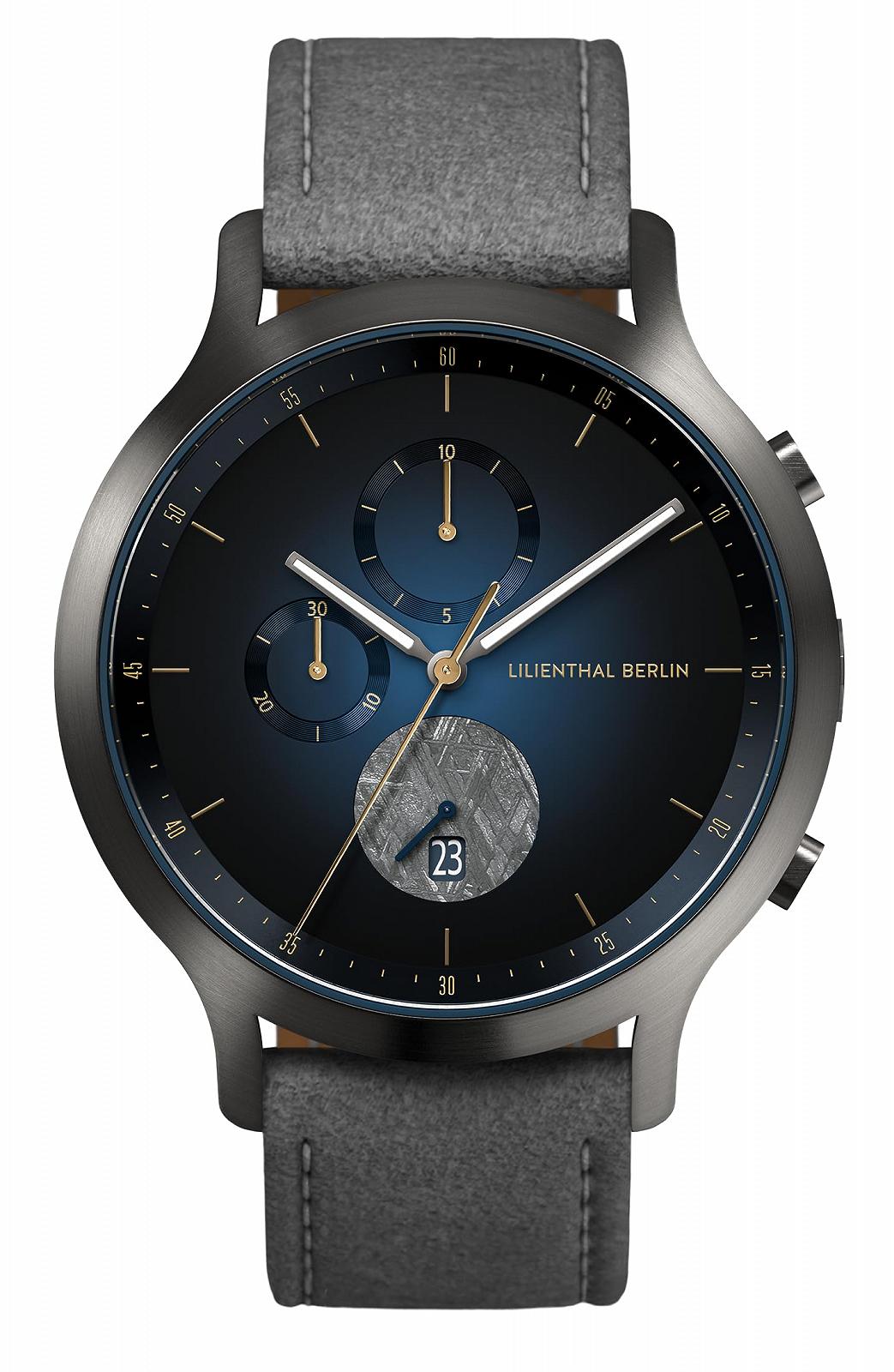 Часы Lilienthal Berlin Meteorite III Chronograph Charcoal Мужские Из хирургической стали Кварцевый Сапфировое закаленное минеральное стекло Метеоритный циферблат 42.5mm, фото №1