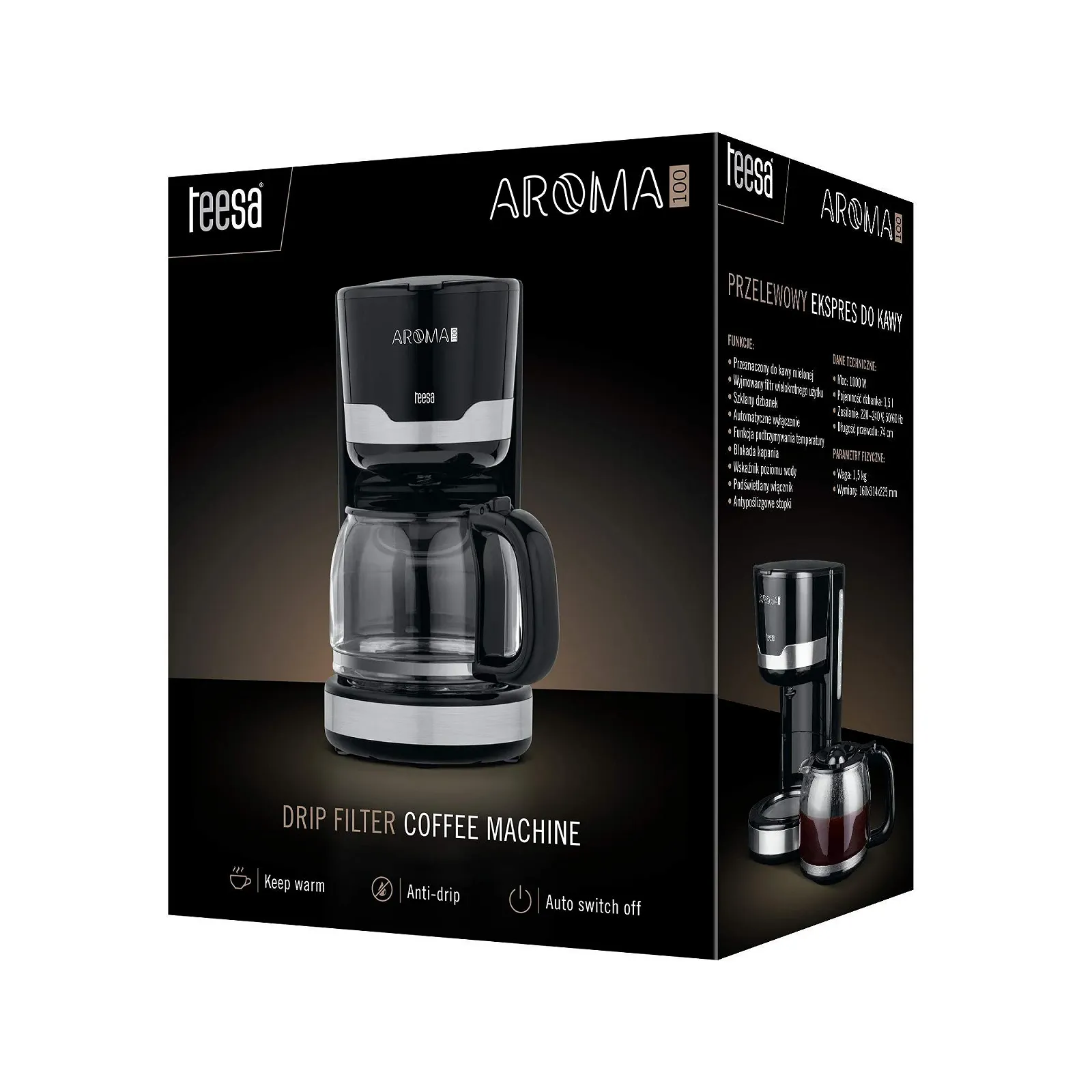 Кофеварка фильтрационная Teesa TSA4006 Aroma 100 со стеклянным кувшином черная, фото №6