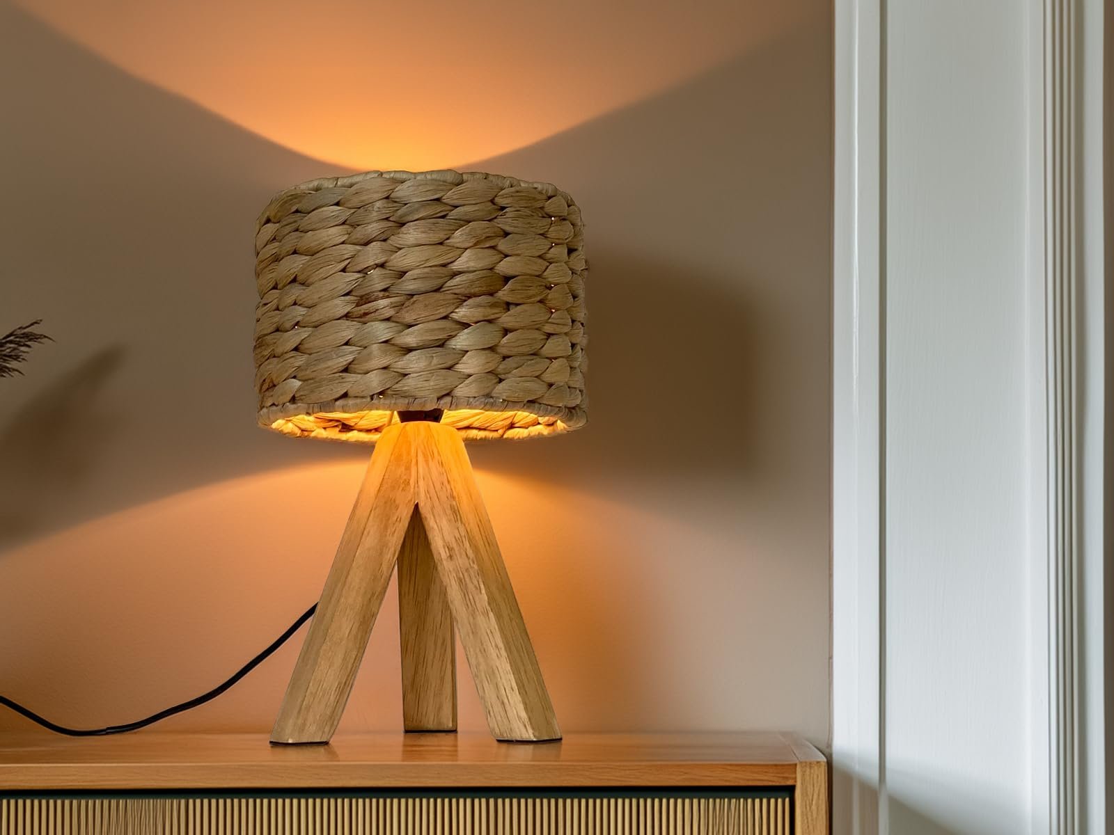 Настільна лампа meineWunschleuchte Тринога з абажуром із водяного гіацинта 26 см Small, фото №8