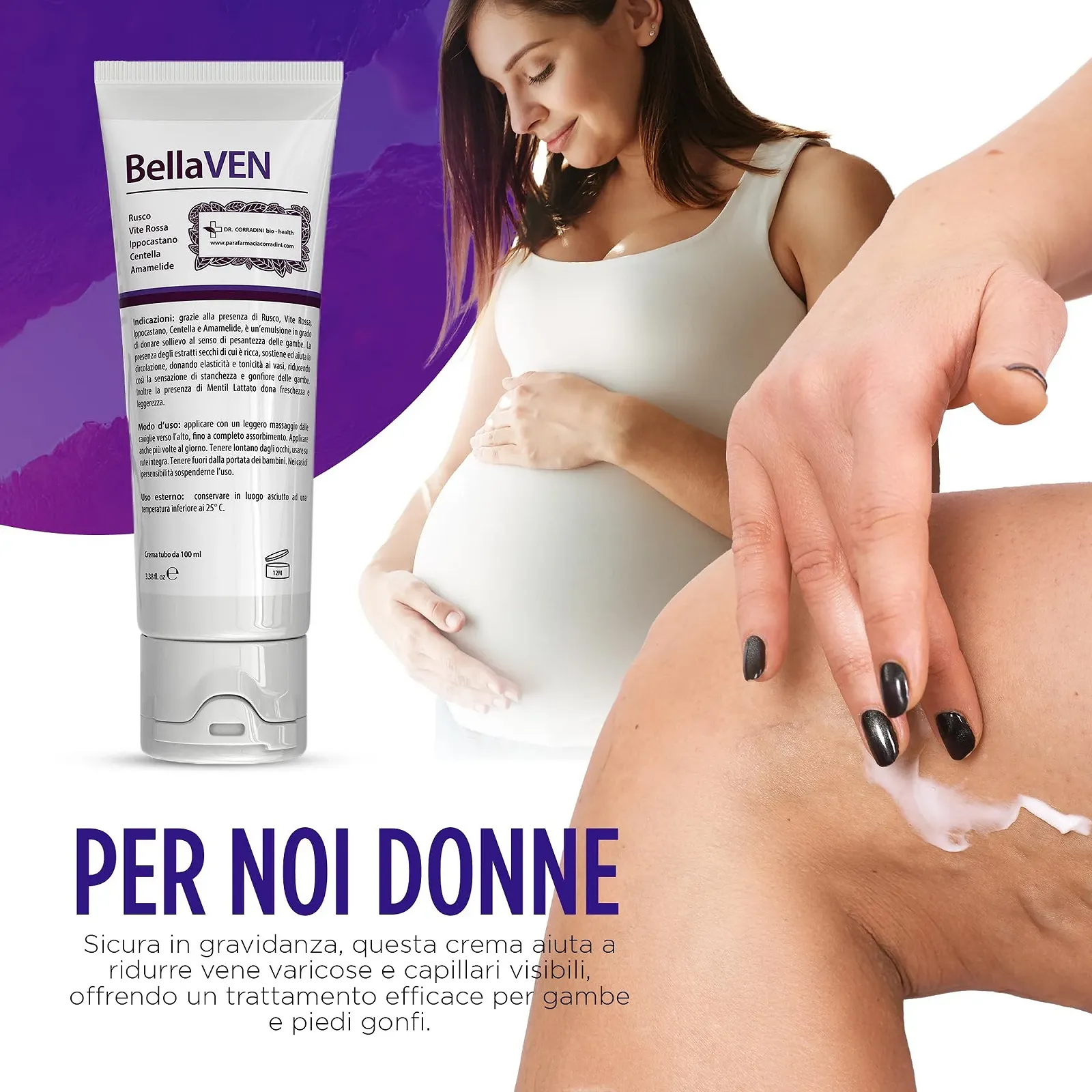 Крем Dr. Corradini Varicose Veins and Capillaries Red Vine Horse Chestnut Centella Witch Hazel 100 ml, фото №7