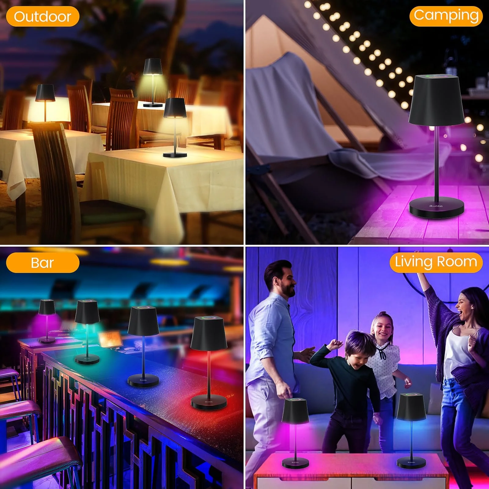 Настільна лампа Quntis LED бездротова акумуляторна Touch 3000 K - 5000 K + RGB USB IP44, фото №8