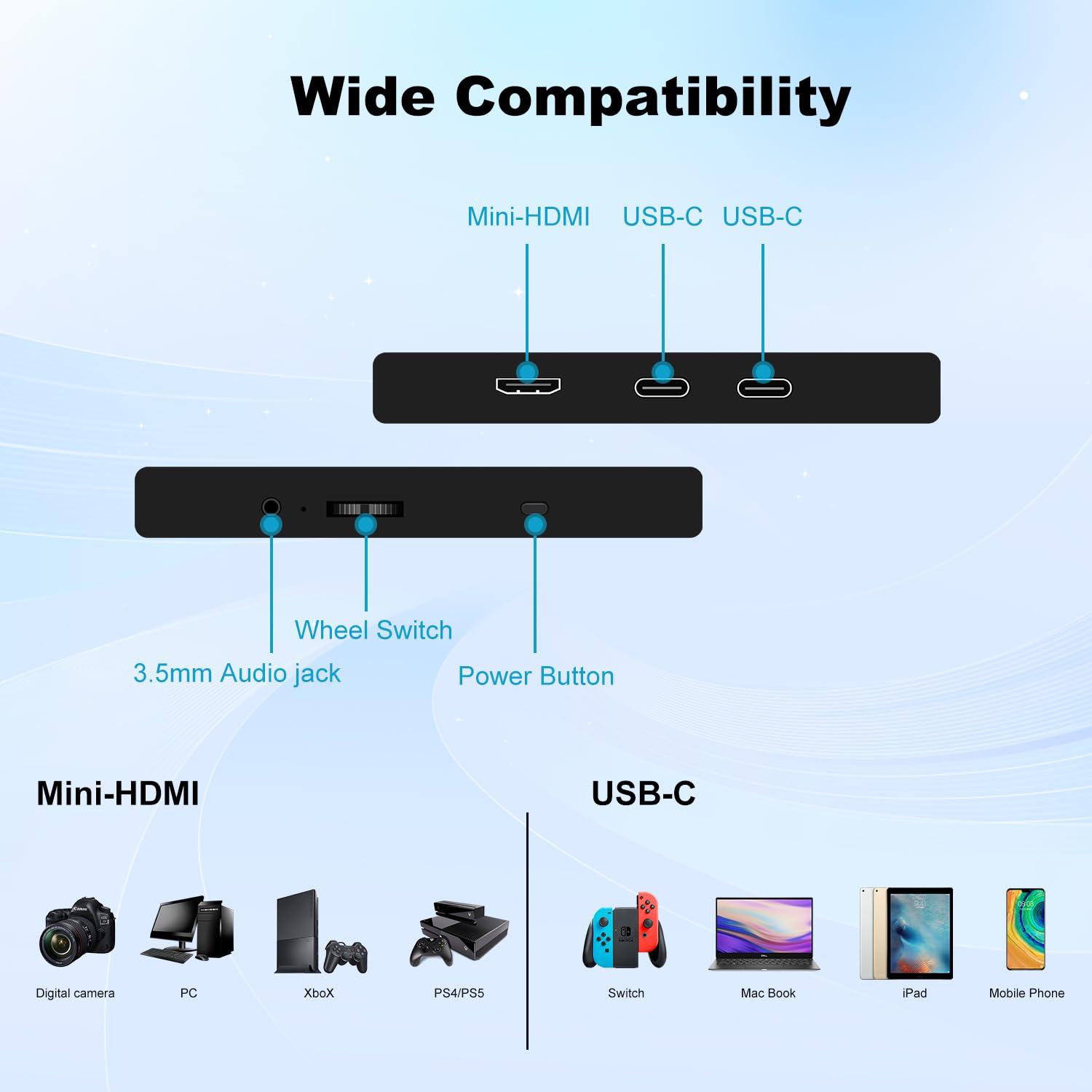 Монітор портативний 18.5" Prechen HD-185 Full HD IPS 120 Гц, фото №4