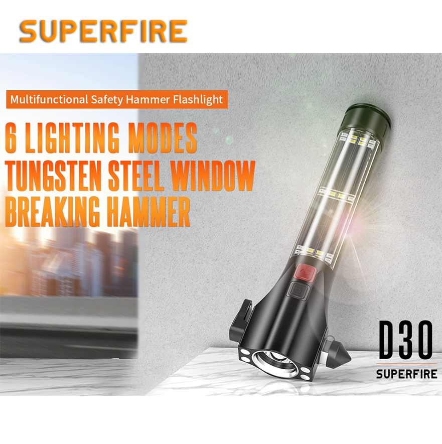 Фонар тактичний багатофункціональний на сонячній батареї SUPERFIRE D30, фото №7