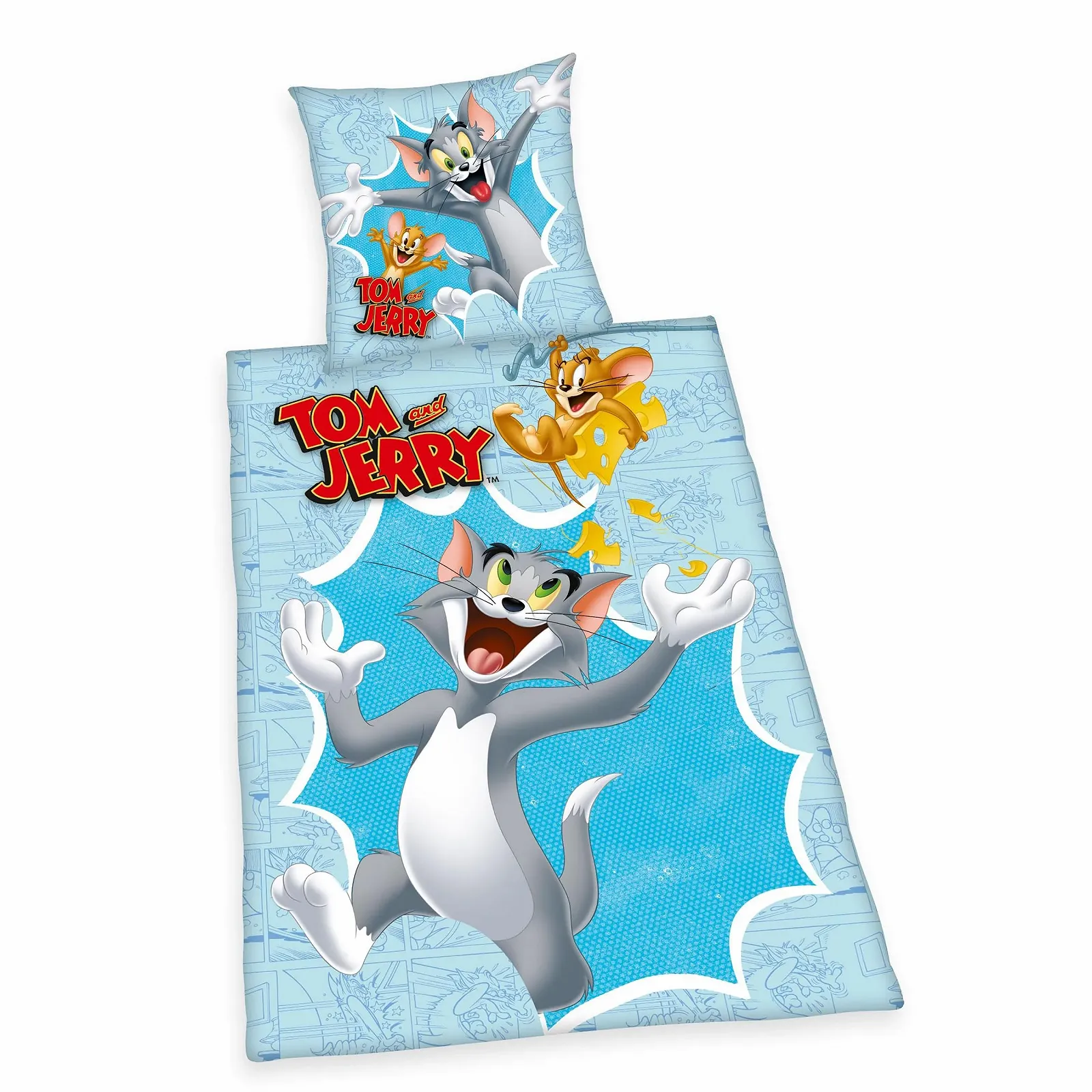 Комплект детского постельного белья Herding Tom & Jerry 100% Cotton/Linen наволочка 80 x 80 см пододеяльник 135 x 200 см Разноцветный, фото №1