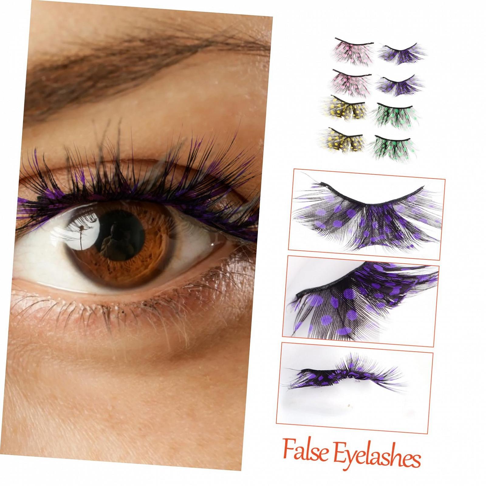 Нарощені вії Angoily 4 пари товсті перехресні драматичні для Хелловіну інструмент для зняття гелю довгі вії Павлиний око пухнасті пір'я, фото №4