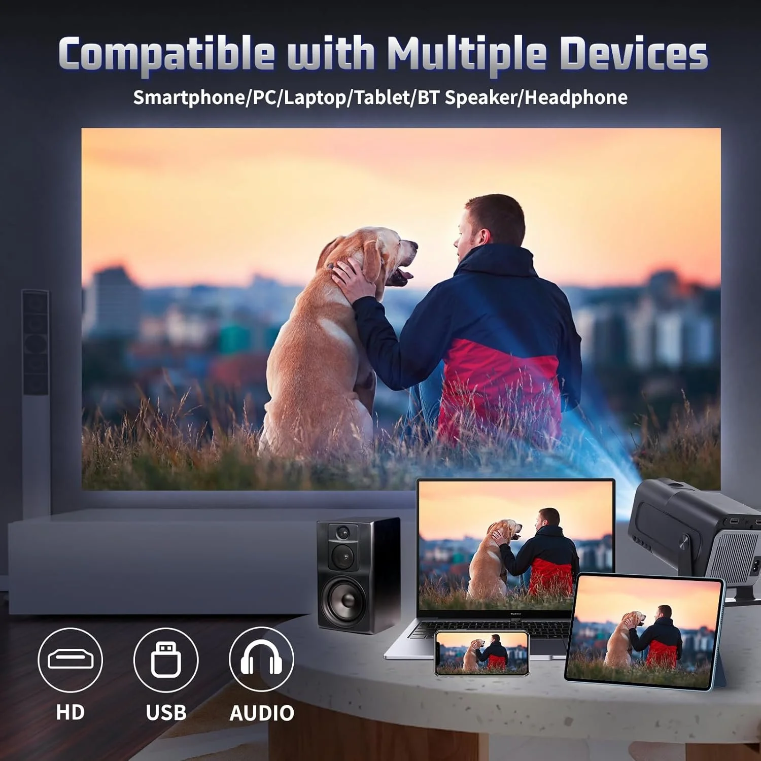 Проектор Astarama HY320 Full HD Wi-Fi Bluetooth Android 11, фото №4 Проектор Astarama HY320 Full HD Wi-Fi Bluetooth Android 11, фото №4