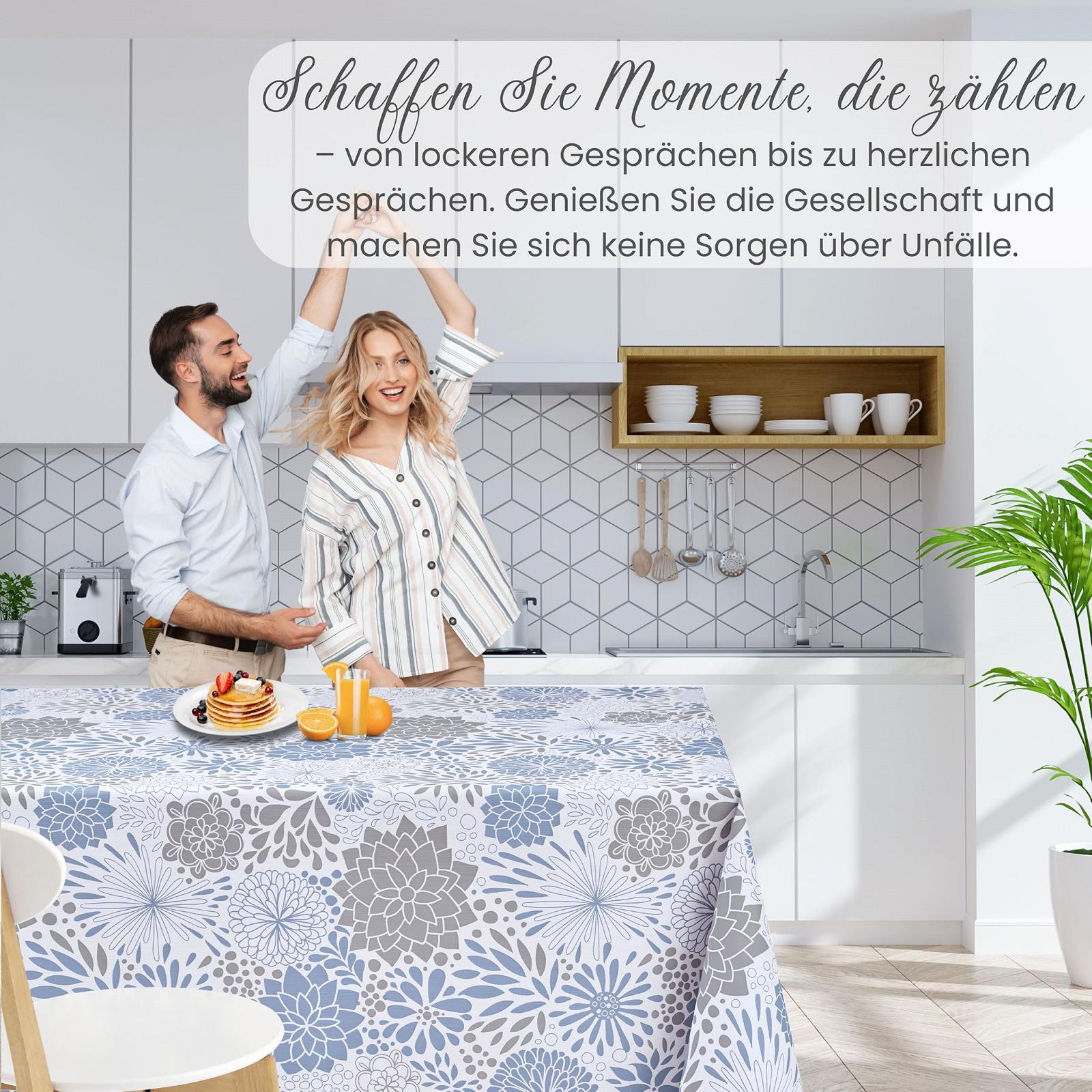 Скатертина KP HOME Floral Harmony ПВХ Прямокутна 200 x 140 см Біла з квітами, фото №7