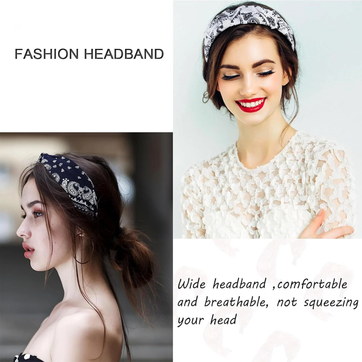 Обруч на голову Набір з 4 широких, фото №5