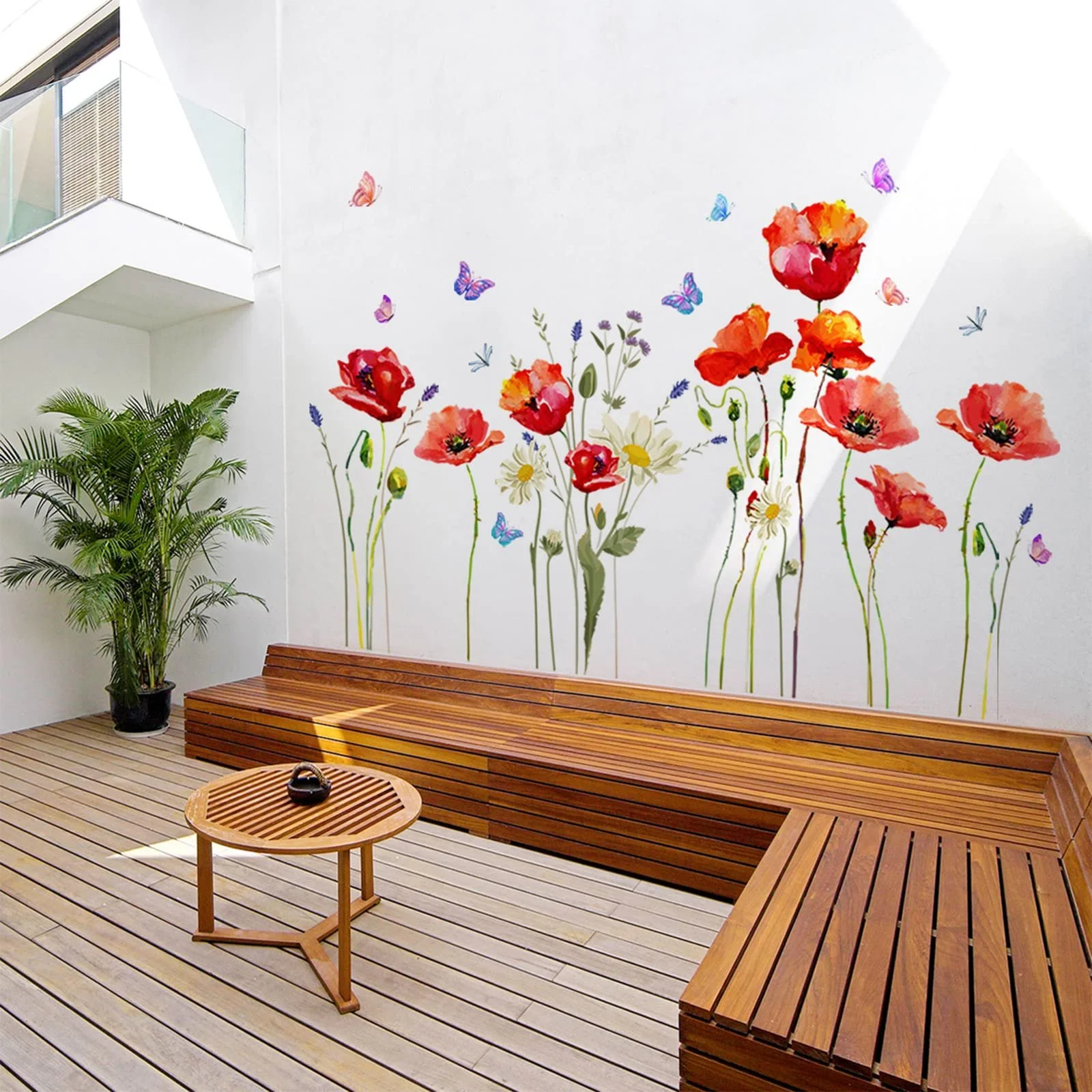 Наклейка на стіну Tianher Garden Flowers Квіти та метелики 70 x 110 см, фото №4