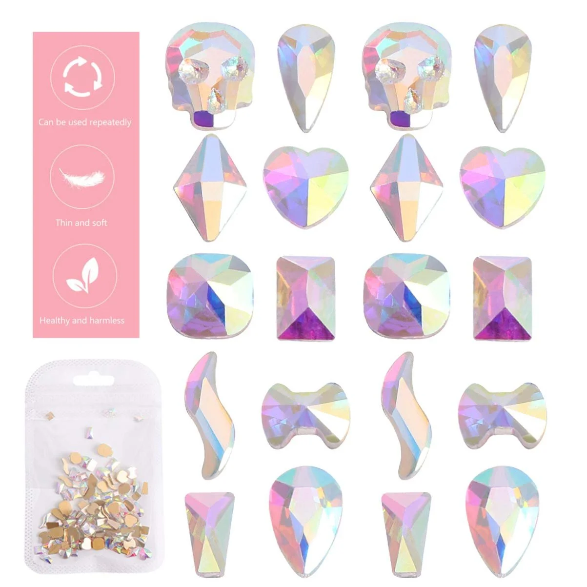 Стразы Акриловые Бриллианты AB для ногтей 3D стекло 100 шт., фото №9 Стразы Акриловые Бриллианты AB для ногтей 3D стекло 100 шт., фото №9