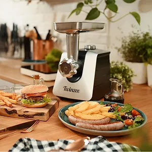 Мясорубка электрическая Twinzee 1500 Вт с 3 дисками и 3 насадками для колбас synthetic.ua - Фото 1