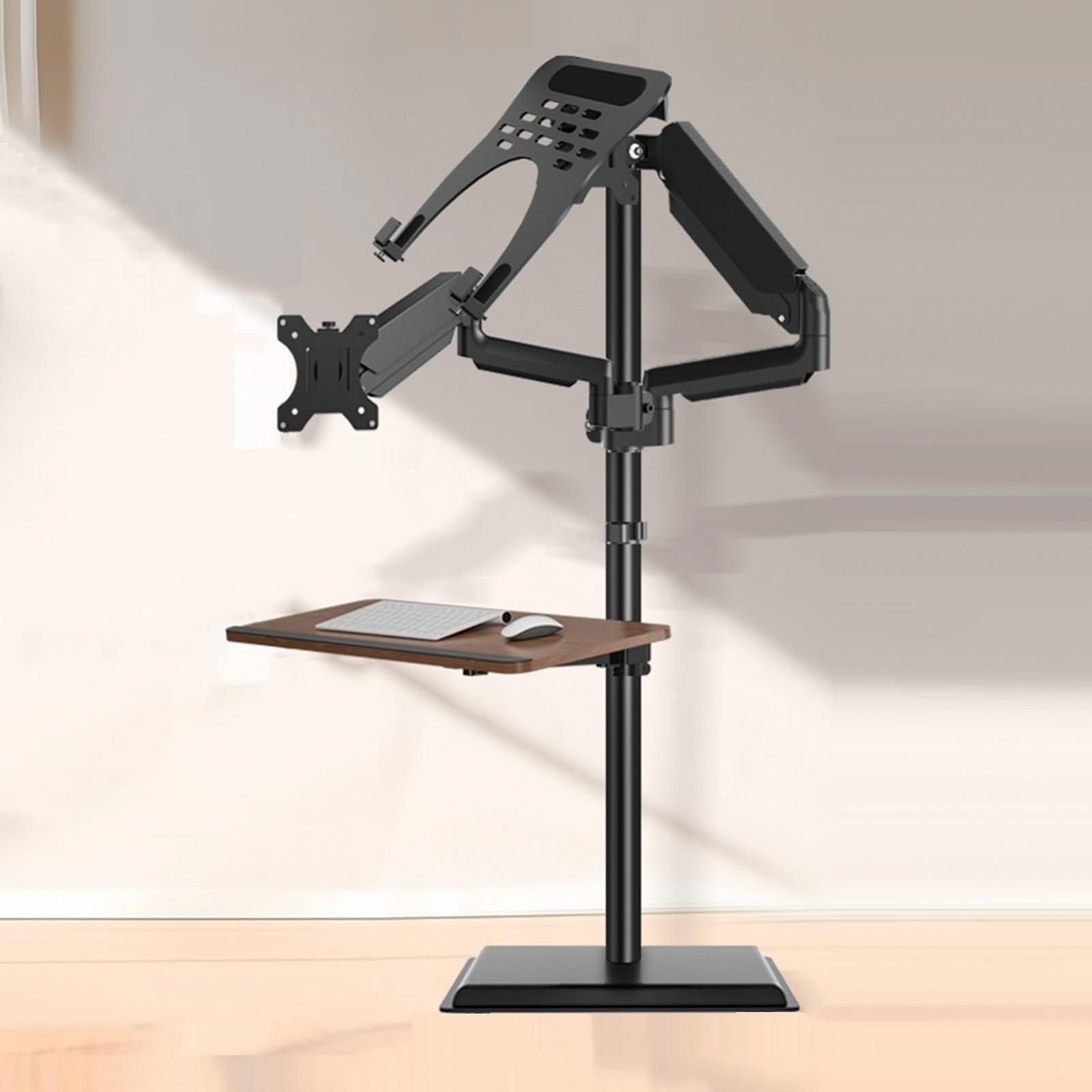 Напольная подставка для ноутбука, портативный эргономичный компьютерный стол, напольная подставка с двойным экраном из стали, для офиса, дома, улицы, фото №7