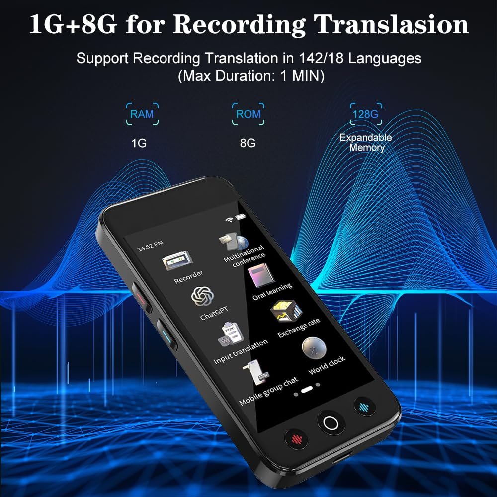 Пристрій для перекладу голосу, 142 мови, інтелектуальний AI, двосторонній голосовий, фото №4