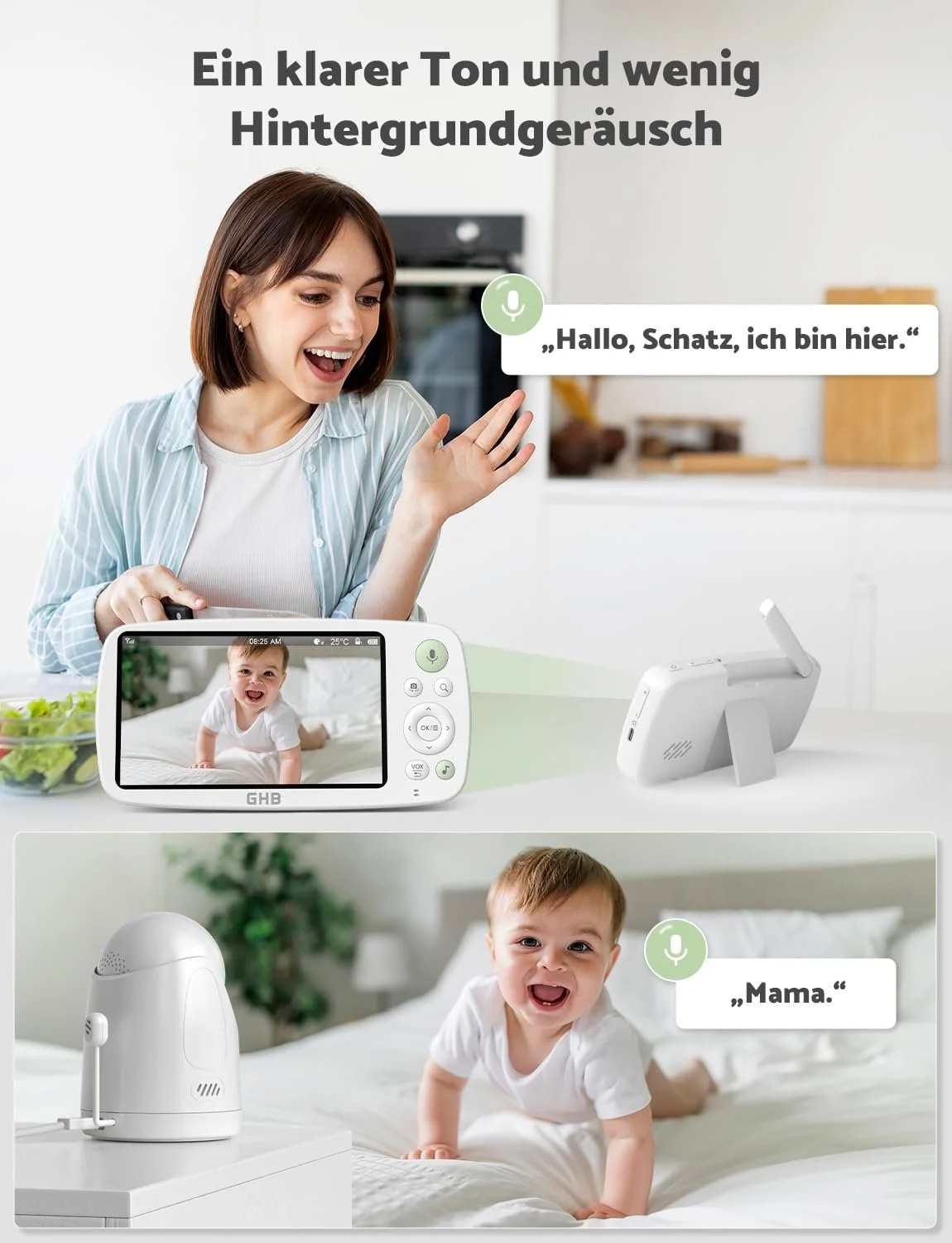 Відеоняня GHB 5 дюймів HD 1080P 4000 mAh 4x Zoom Intercom Night Vision 300 м, фото №7 Відеоняня GHB 5 дюймів HD 1080P 4000 mAh 4x Zoom Intercom Night Vision 300 м, фото №7